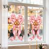 Festive Window Stickers Static Glass Sticker, Christmas Theme Bow Pattern Print, Removable Non Adhesive Film Electrostatic PVC for Home And