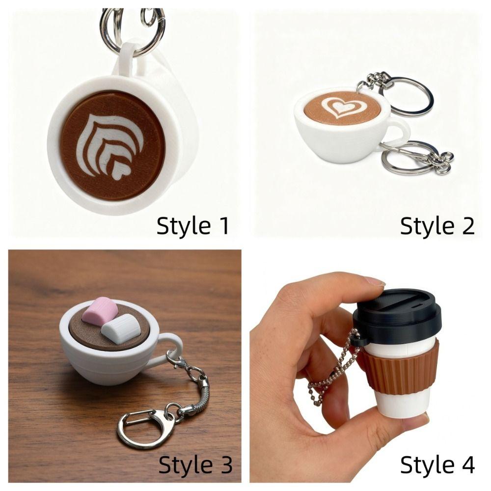 Simulation Clicker Key Chain 3D Printed Coffee Calming Keychain Finger Button Pendant Bag Pendant