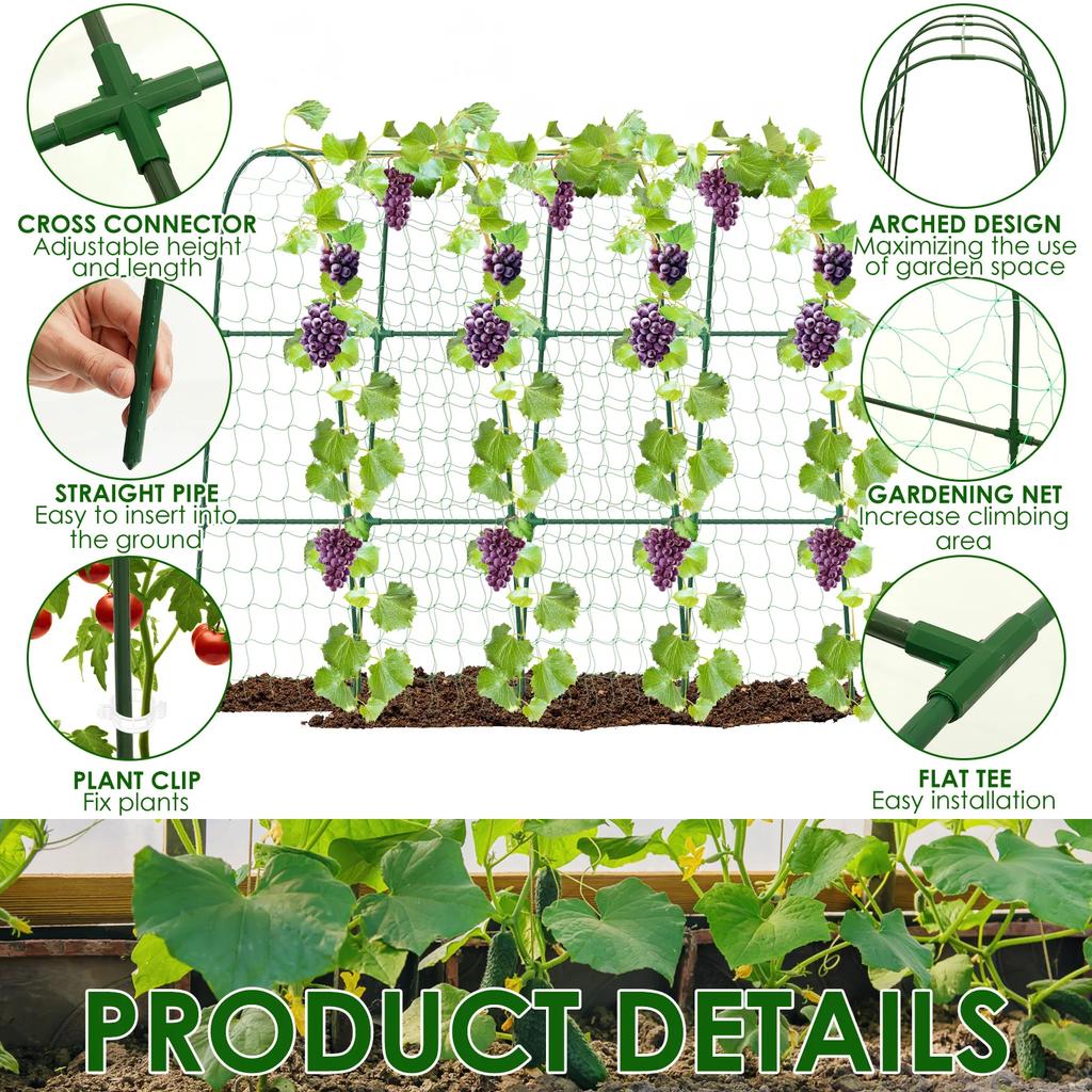 Garden U Shape Vegetable Trellis Cucumber Trellis for Raised Bed Cucumber Support Frame Metal Pea Tunnel for Climbing Plants New