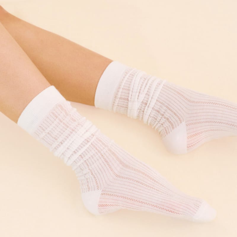 MARUN5 Generous See-Through Rib Pattern Knee Socks