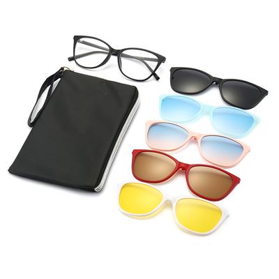 Conjuntos 6 en 1 Gafas de Sol para Miopía Mujer Clip Magnético Parasol Gafas de Sol Montura de Gafas Viene con Caja para Gafas