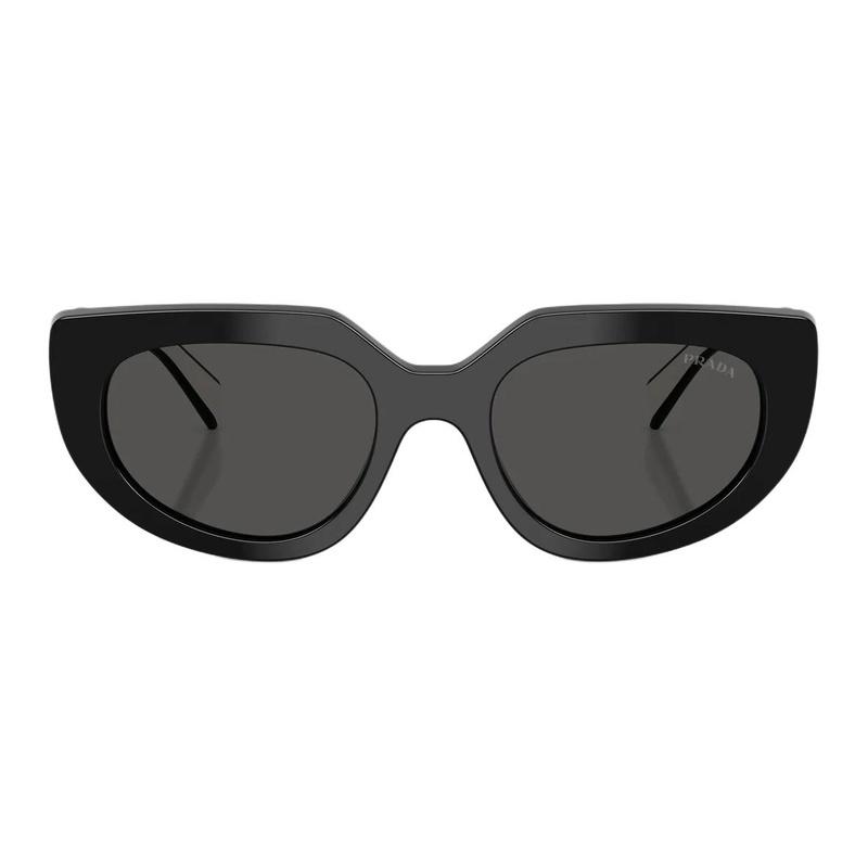 Prada Personalized Brand Logo Design Acetate Round Sunglasses Women Black Black 53 Basic Packaging-glasses Case + Packaging Box
