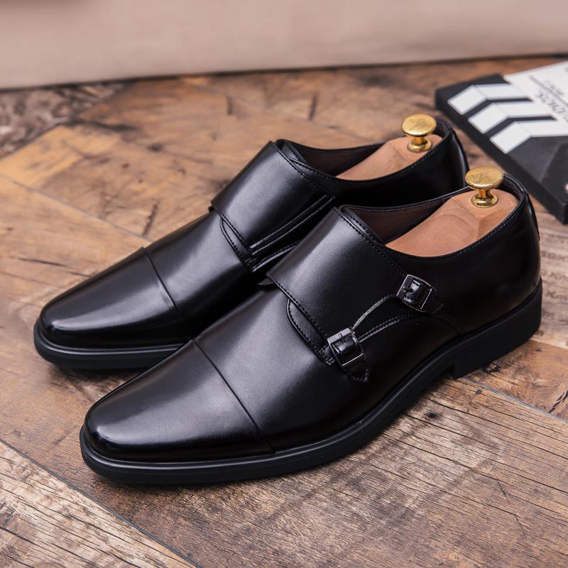 Three-head large-size shoes British pointed leather shoes raw business dress casual shoes studio size