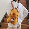 Soft Brown Doll Bag Cute Cartoon Daypack Creative Capybara Plush Backpack  Gifts