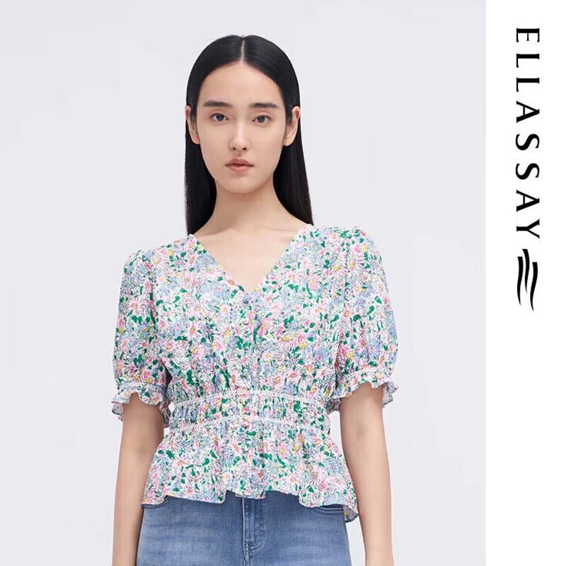 

ELLASSAY Women s Elegant Floral Print Blouse L
