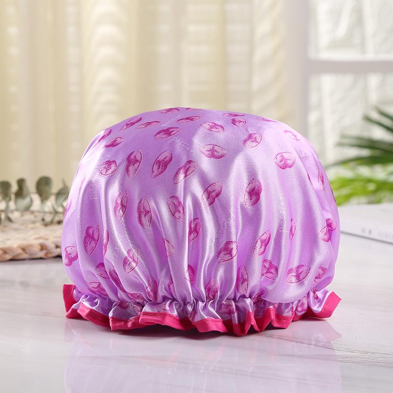 Double-Layer Waterproof Adult Bath & Hair Cap - Makeup, Kitchen, Anti-Oil, Thickened; Customizable Logo