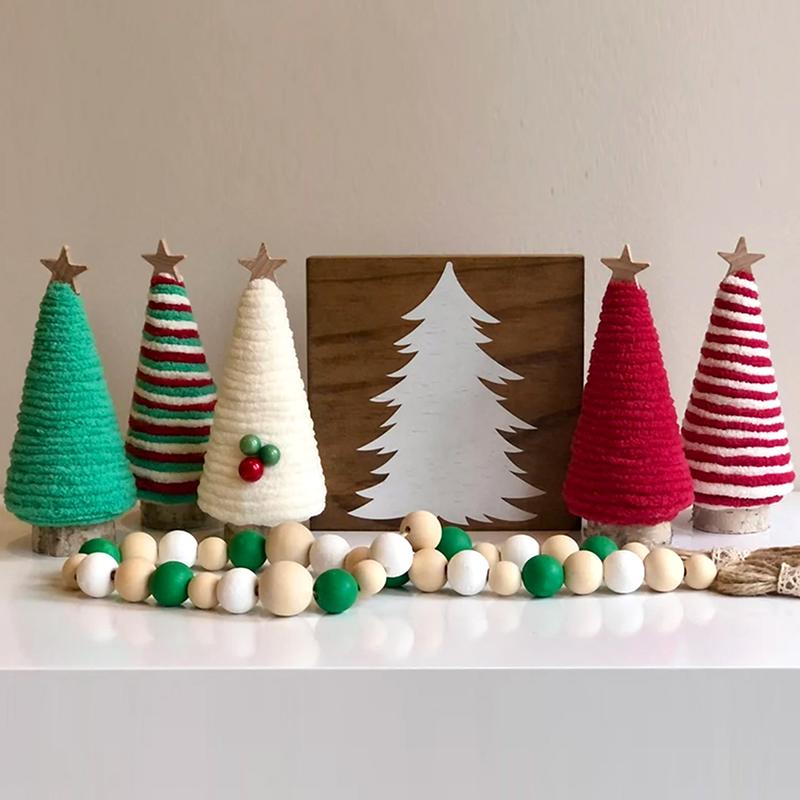 1Pc Mini Christmas Tree Tray Christmas Gift Desktop Christmas Tree Decoration Woolen Christmas Tree