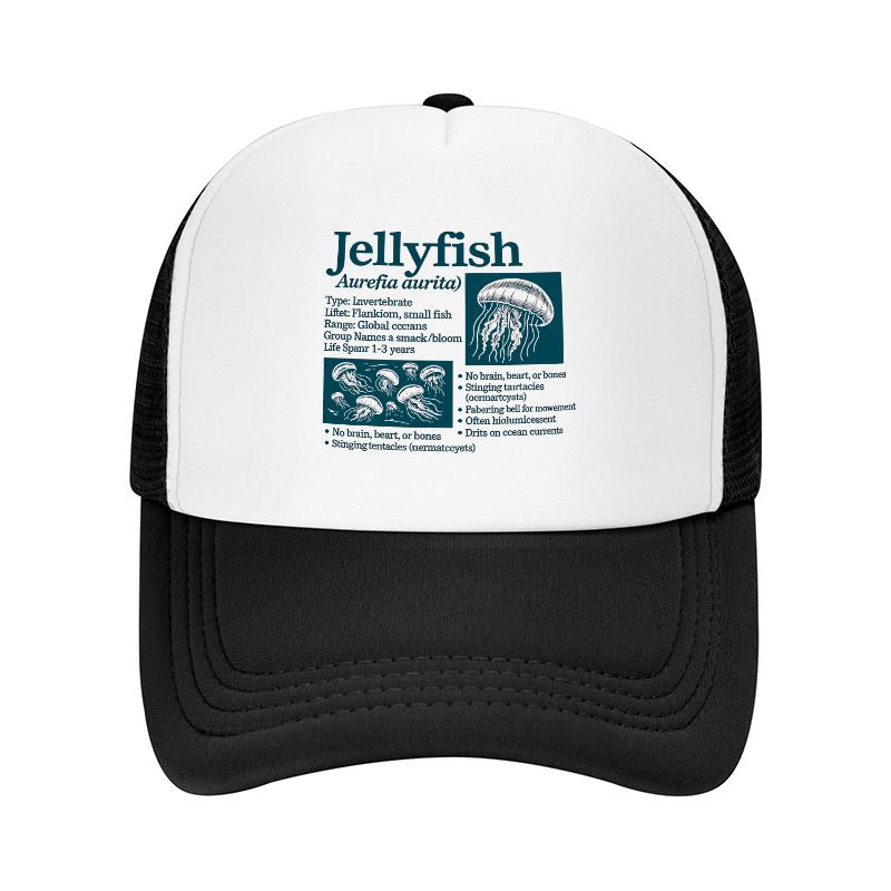 Jellyfish Science Design Mesh Trucker Hat Breathable Baseball Cap for Outdoor Activities and Nature Enthusiasts
