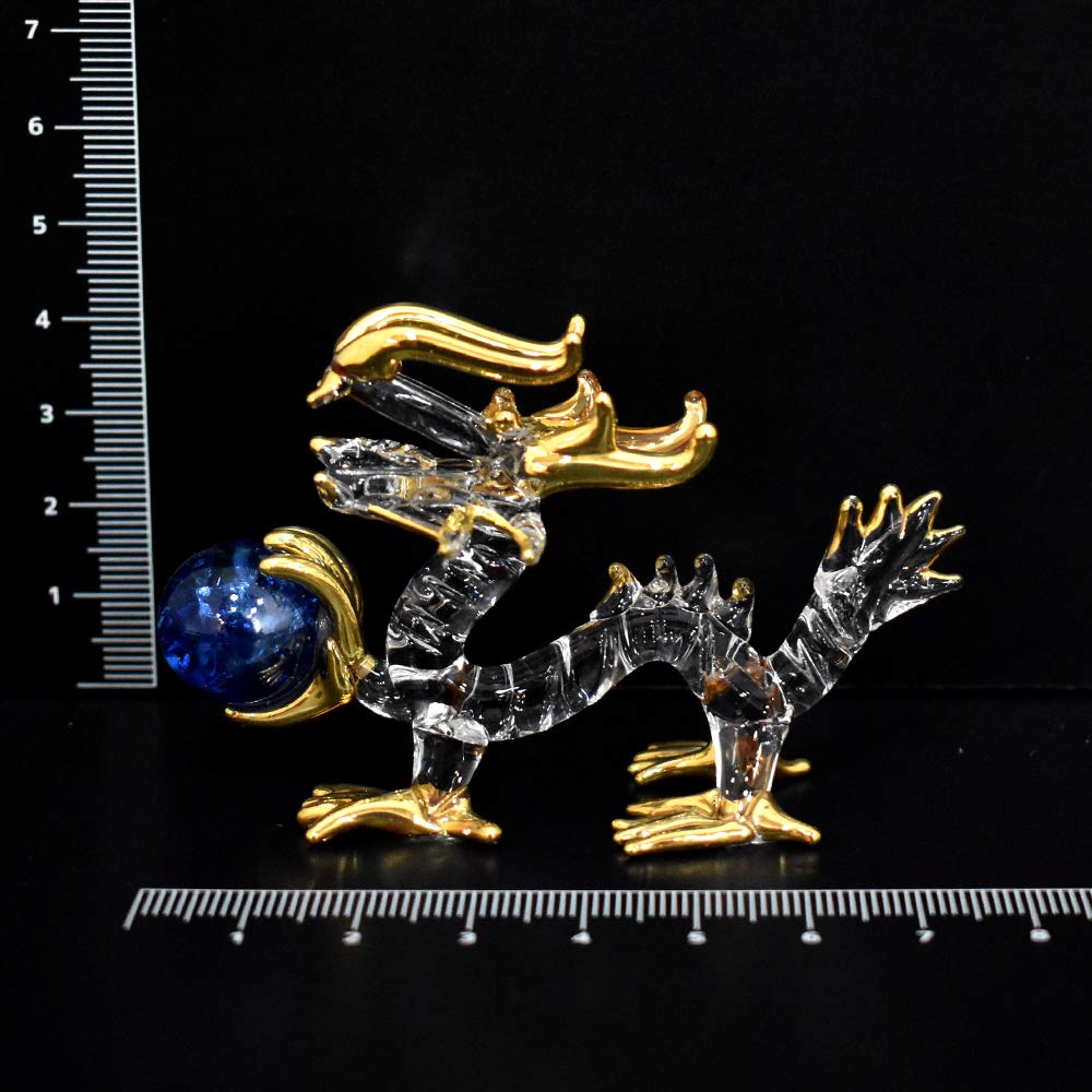 Fourcart Handmade Glass Feng Shui Good Luck At Work Dragon, 2-inch Dragon, Set of 3