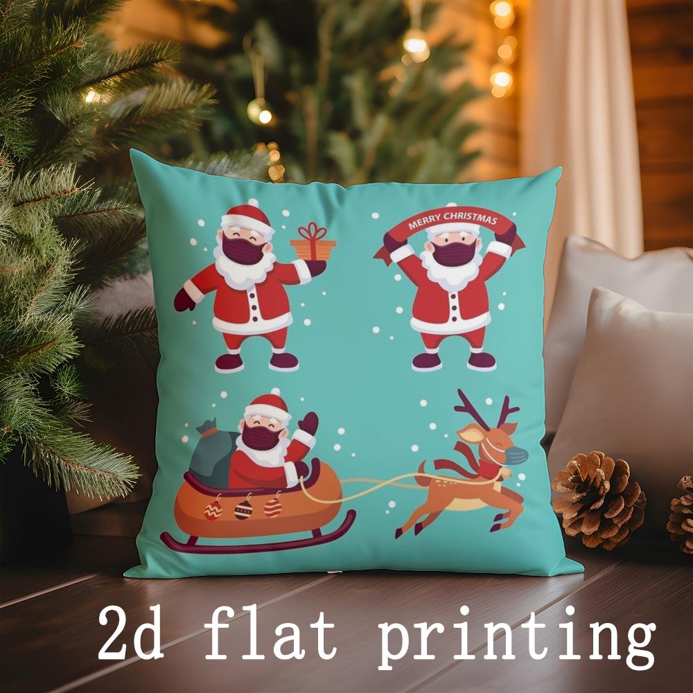 Home Decor Christmas Snowman Santa Pillows Suitable For Sofa Bedroom Car Pillow Cover Cushion Rectangular Back Cushion