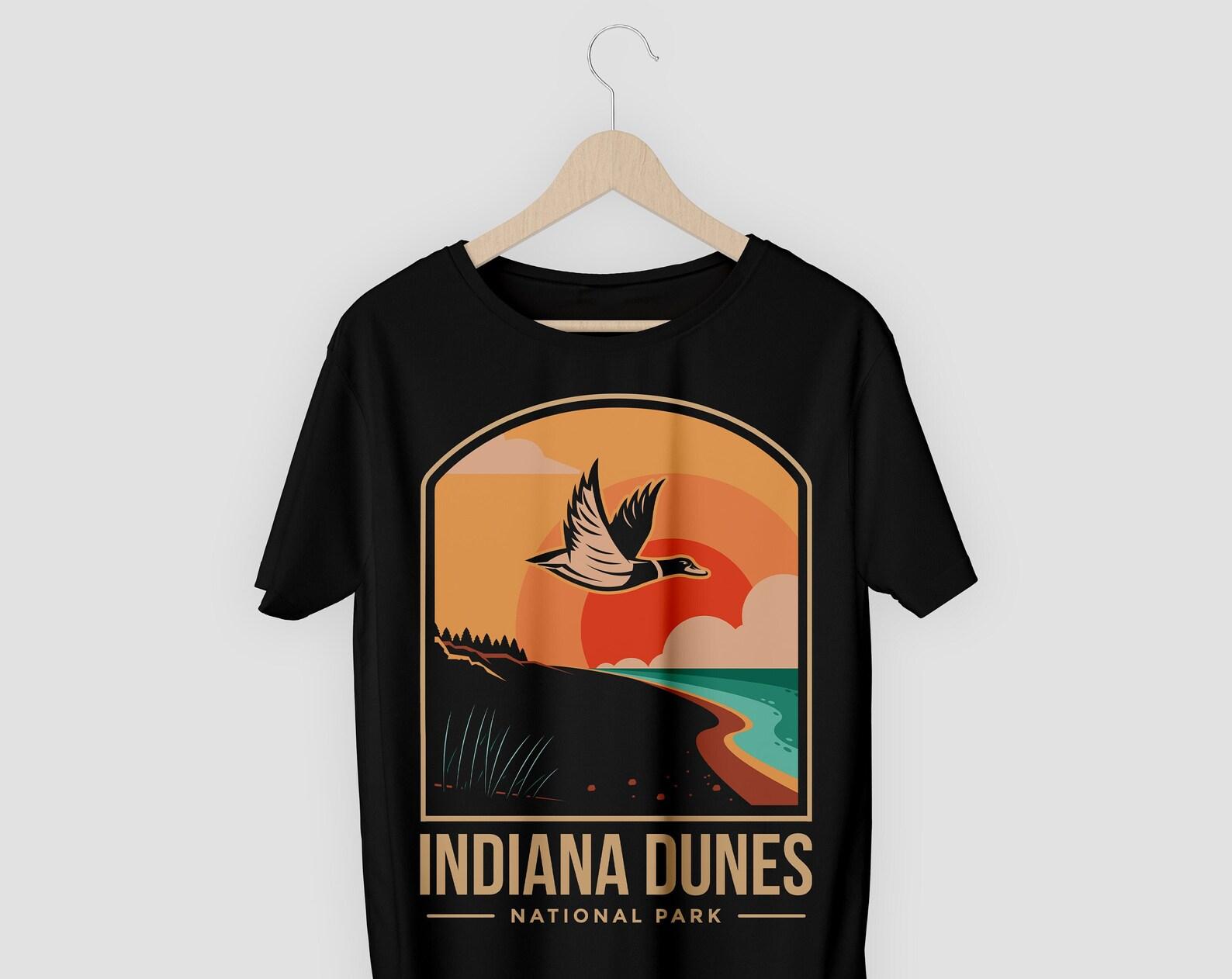 Indiana Dunes National Park US Vintage T-Shirt, USA Northwestern Parks Lover Gifts, Adventure Outdoors, Camping Hiking Travel Present Tees, 150