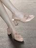 Soft Leather Version~ French Temperament Bow Height Increase 5cm High Heels Women's 2025 New Shallow Single Shoes Mary Jane Shoes