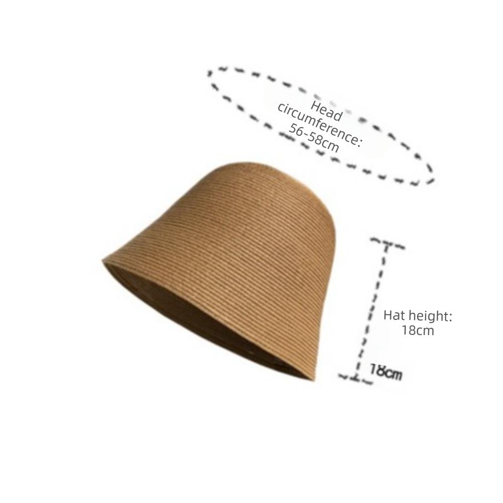 Fashionable Foldable Straw Hat Breathable Solid Color Sun Hat Hand Woven Japanese Style Bucket Hat for Travel
