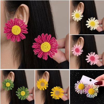 Lafite Flower Earrings 925 High-End Silver Needle Earrings Female Bohemian Travel Photography Jewelry
