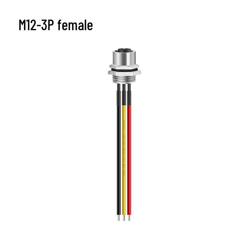 M12 Waterproof Aviation Plug Cable: 2P-6P Multi-Core Sensor Connection with Flange Mount M/F Connector.