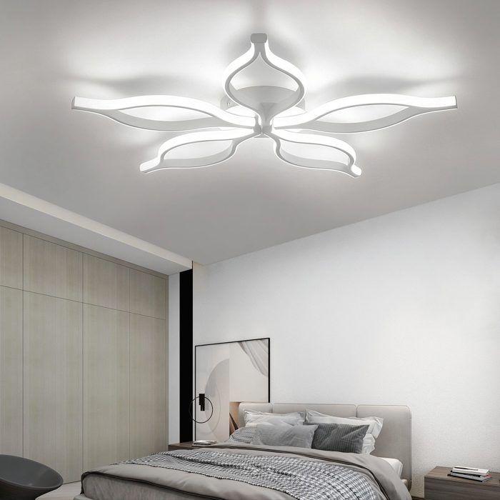Plafonnier LED - NETTLIFE - Plafonnier 80 cm 75 W - Télécommande - Veilleuse - Intensité réglable