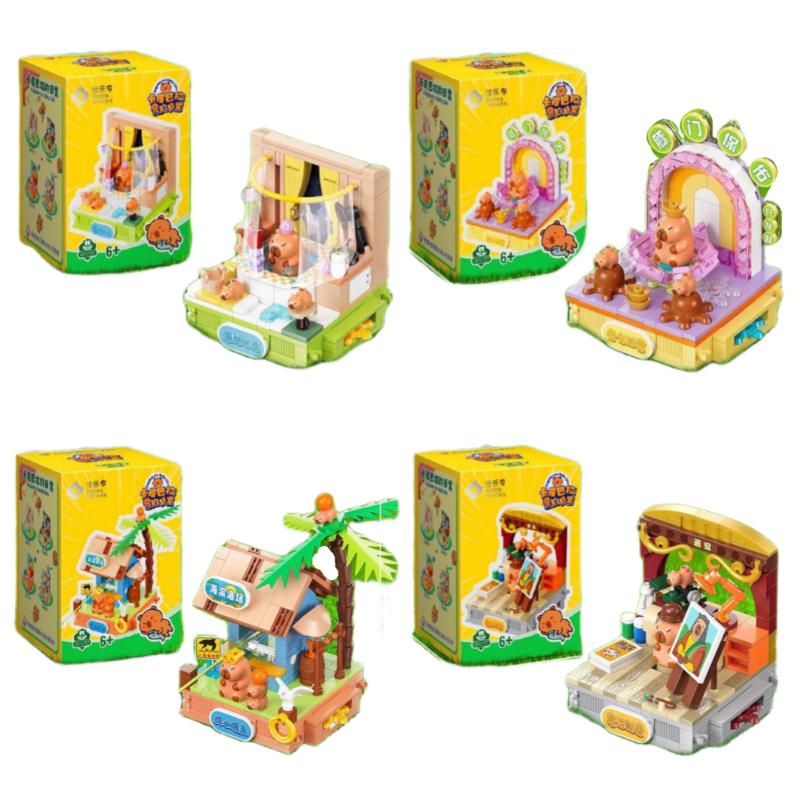 Capibala'S Daily Life Building Blocks Desktop Decoration Assembly Models Toys Kawaii Birthday Gifts Puzzle Building Blocks