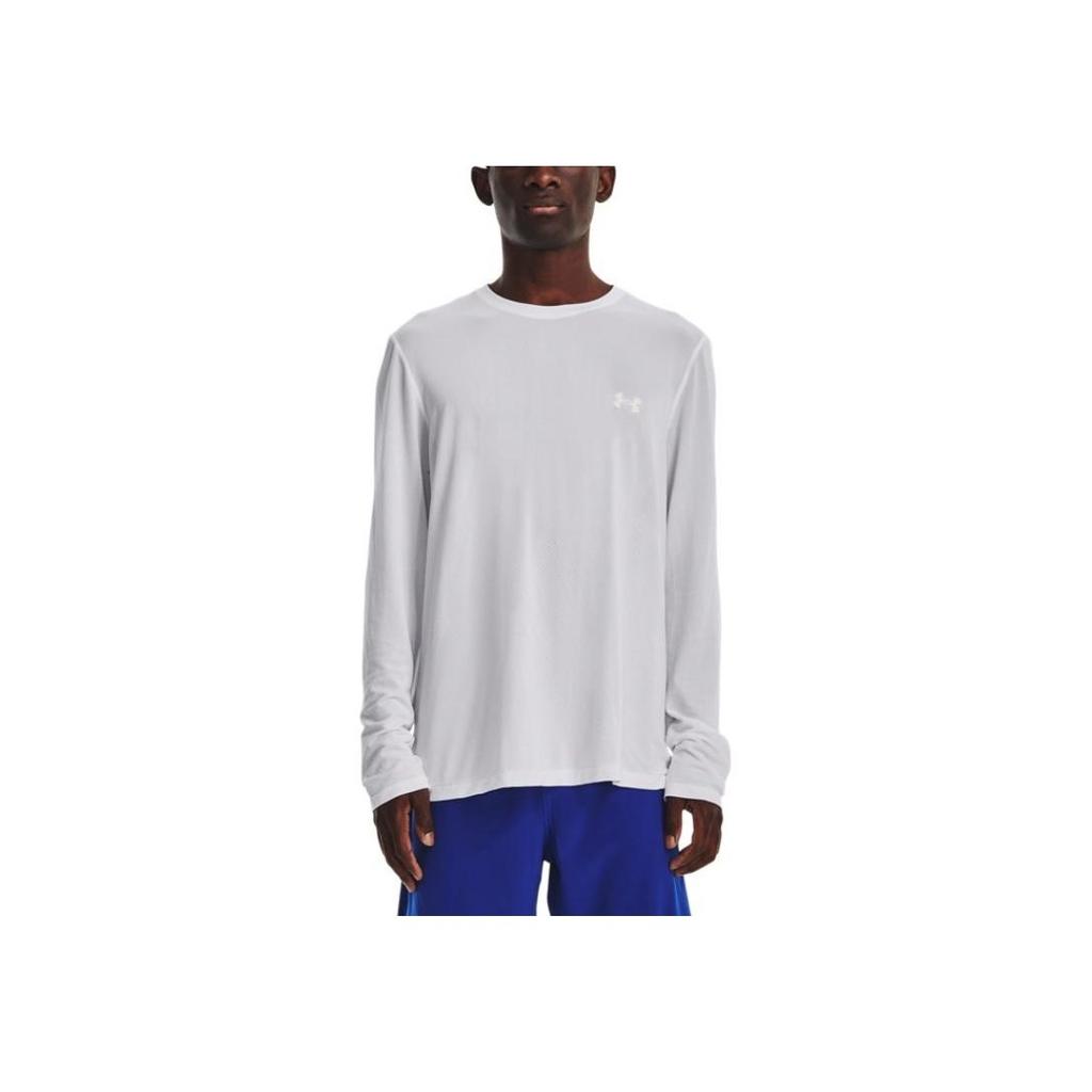 Under Armour Solid Color Crew Neck Long Sleeve T-Shirt Men Tops White 1375693-100