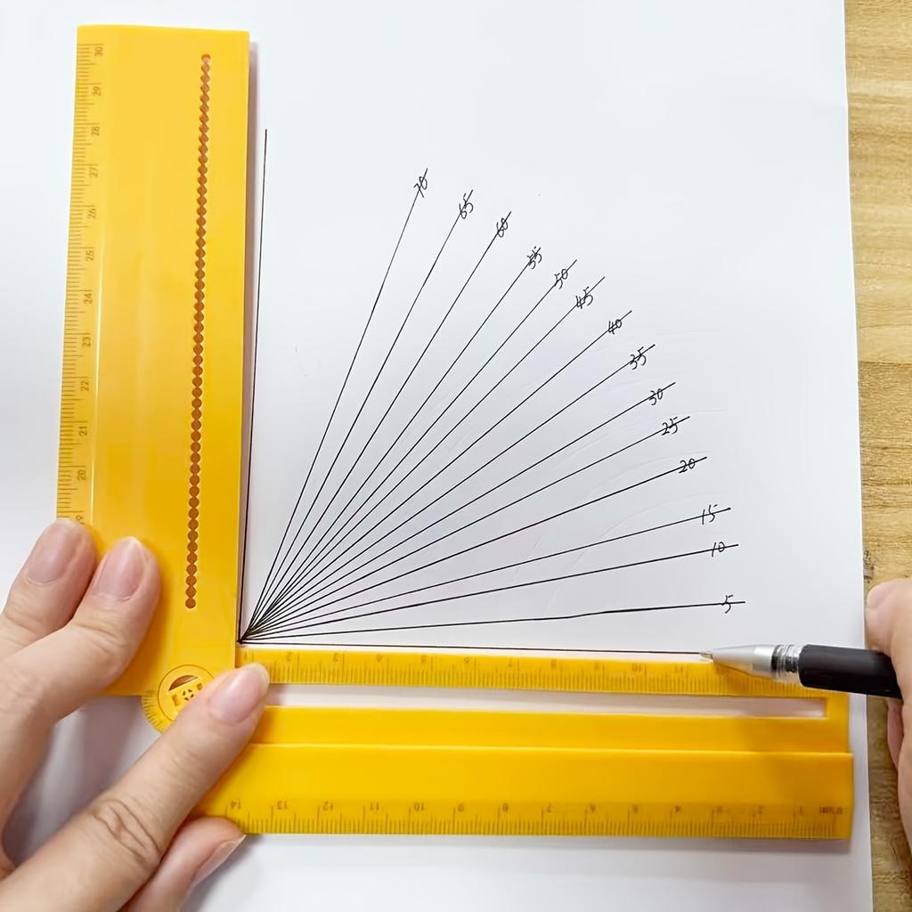 Multifunctional Drawing Ruler, Straightedge Protractor Compass Tool for Arcs, Parallel Lines & Size Measurement