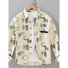 Foreign Trade Surplus American Retro Letter Print Long-Sleeve Shirt for Men, New Autumn Trendy Casual Loose Shirt