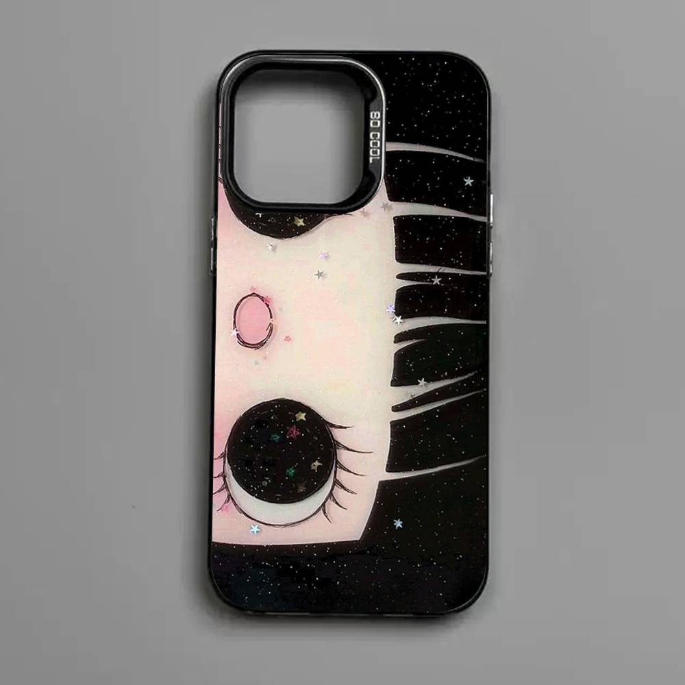 

BIG EYES COMIC GIRL Phone Case For IPhone 17 16 15 14 11 12 13 Pro Max Pro Plus Colored Silver Cover iPhone 13pro max