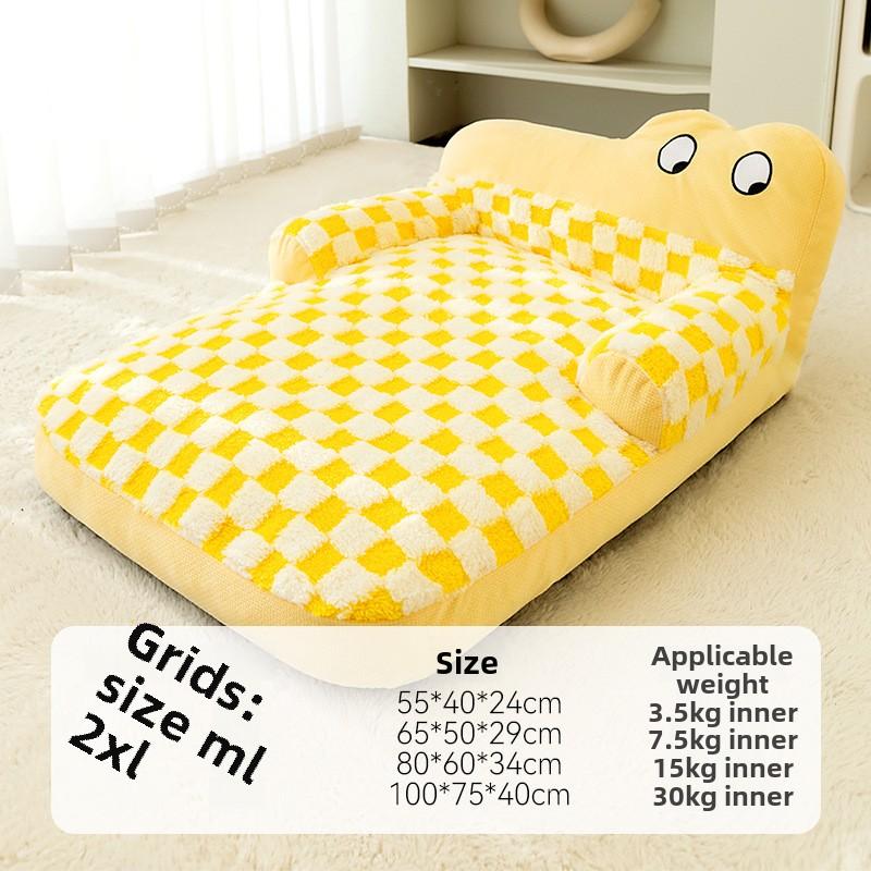 

Осенние и зимние собаки Маленькие и средние собаки Теплые утолщенные Большие глаза Moe Диван-гнездо Конура Кошачье гнездо Домашние животные Четыре сезона Подушка для собак XXL