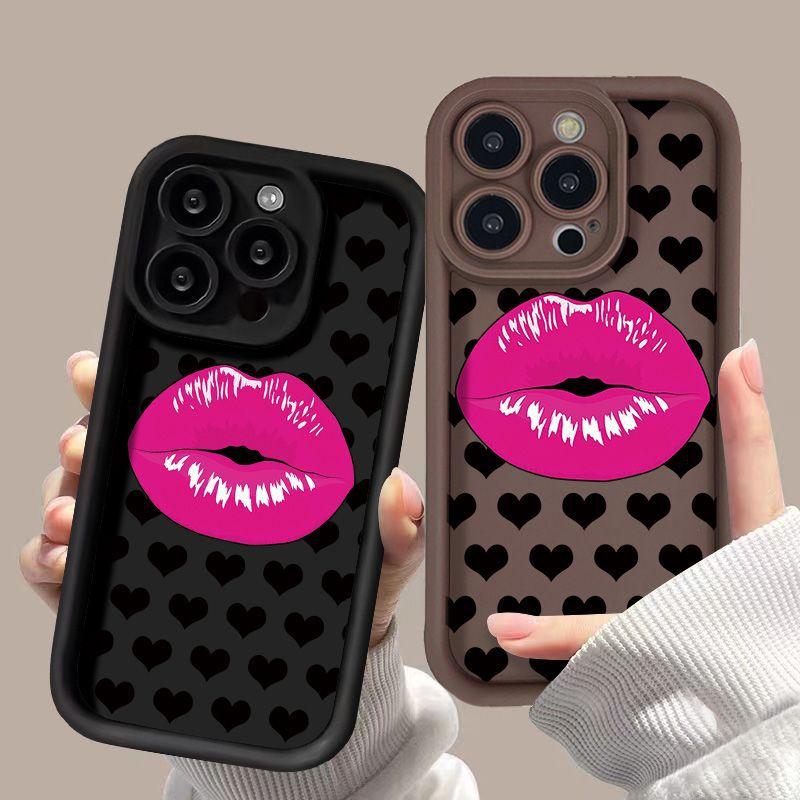 European and American style lip print for iPhone17ProMax mobile phone case 14 Apple 13 matte 12/15 Premium 11