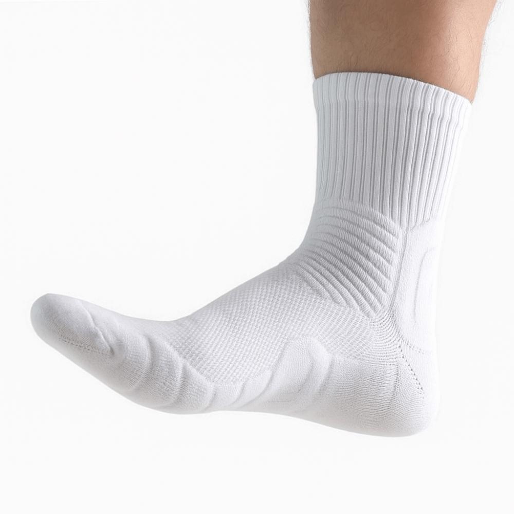 6Pairs White and Black Basketball Crew Sock Breathable Bottom of Towel Compression Sock Non-slip Wear-resistant Athletic Sock