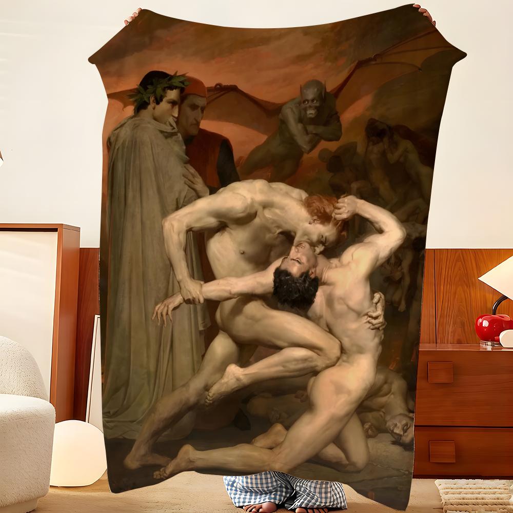 Artist W-William A-Adolphe B-Bouguereau Throw Flannel Throw Blanket, Lightweight Cozy, Durable Washable cute Cool