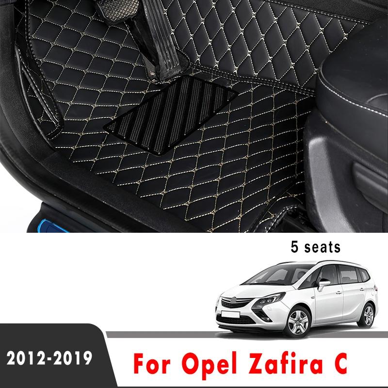 5 Seats Car Floor Mats For Opel Zafira C  2018 2017 2016 2015 2014 2013 2012 Auto  Leather Carpet Pads Foot Matts Rugs