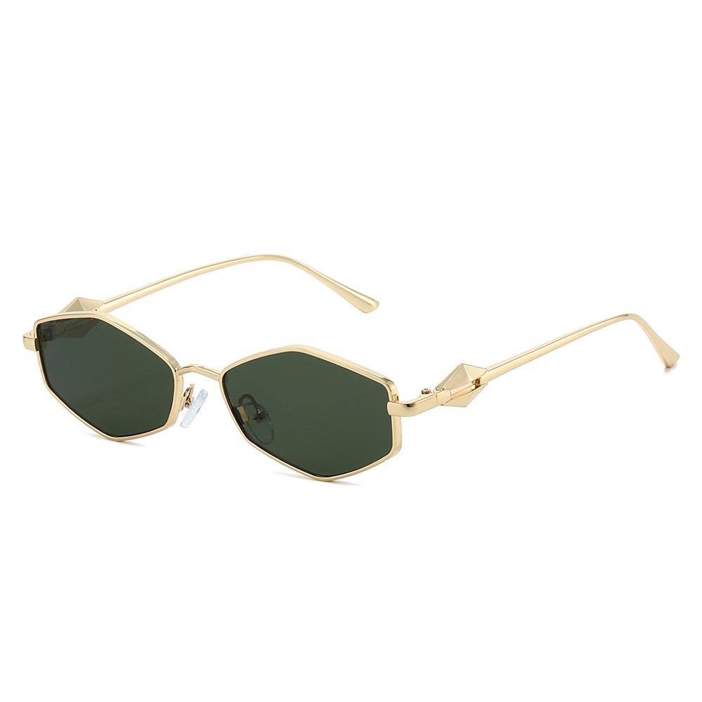 

Fashionable Polygonal Rectangle Metal Small Frame Unisex Vintage Full Rim Light Weight Durable Sunglasses UV400 as pictures