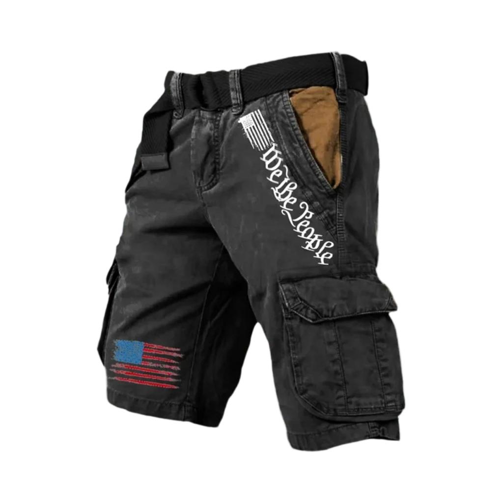 Men's Casual Sport Multi-pocket Work Pants  Men's Fashionable Flag-letter Printed Pants