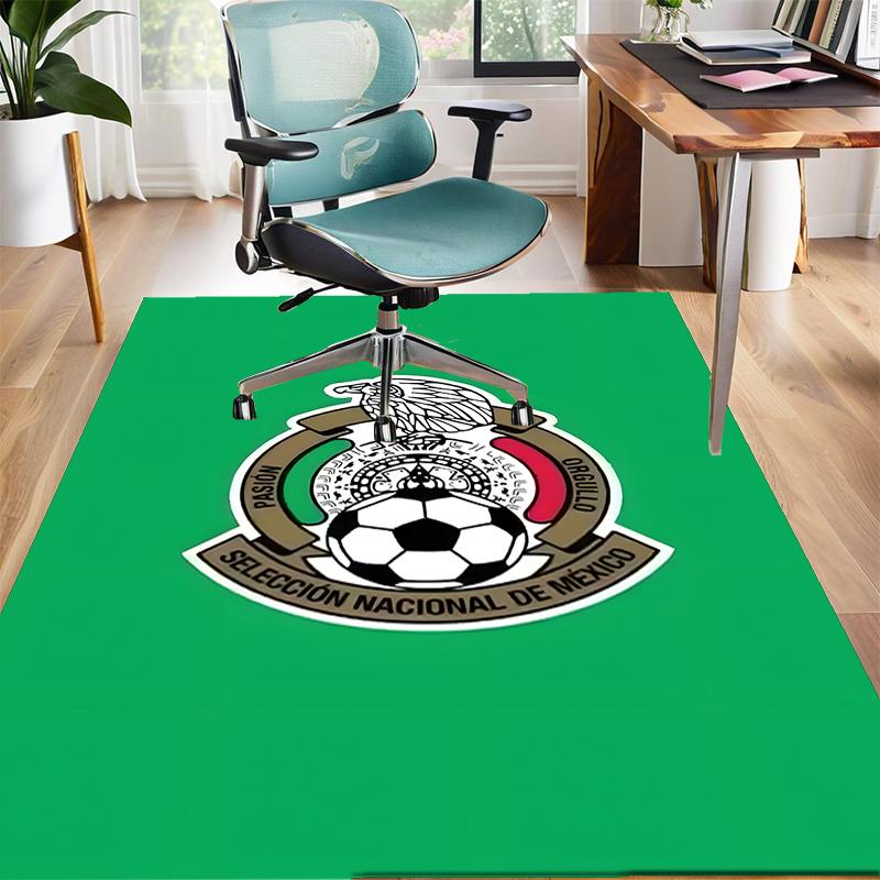 México Football Polyester Carpet, Soft Indoor Mat for Office Chair, Living Room, Computer Desk - Decorative Home Office Rug Design