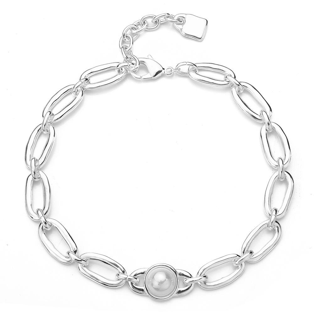 Spanish Pearl Geometric Splicing Exaggerated Clavicle Necklace Women S Metal Versatile Clavicle Chain Cool