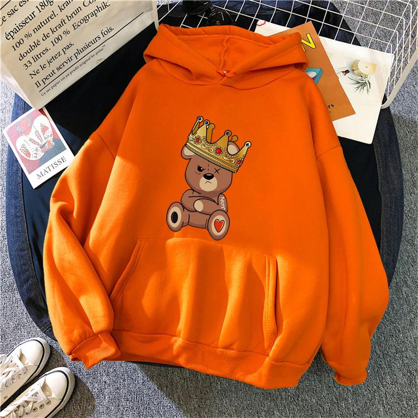 Fashion Cartoon Women's Hoodie Teddy Bear Print Hoodies Women Streetwear Pullover Harajuku Unisex Sweatshirt Oversized Clothes