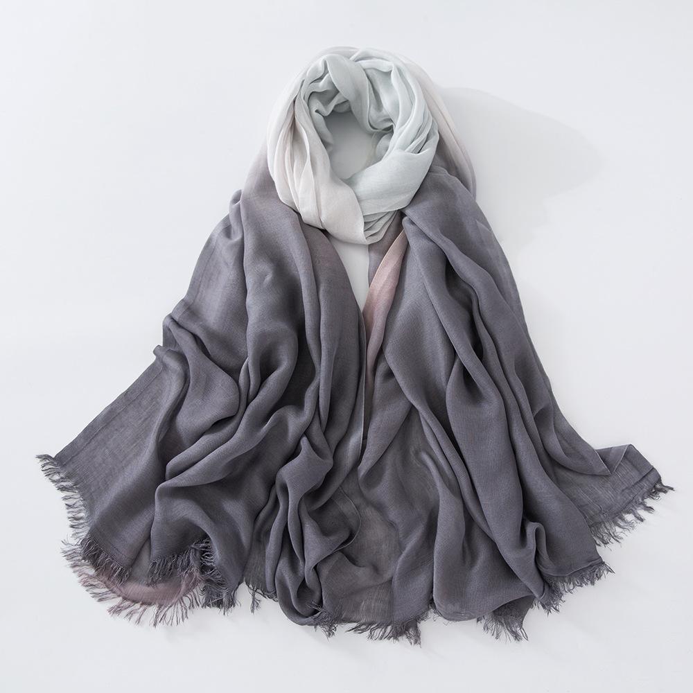 Autumn And Winter Tie-Dye Human Cotton Segment-Dyed Scarf Bamboo Cotton Two-Color Beach Outdoor Sports Sunscreen Silk Scarf Shawl