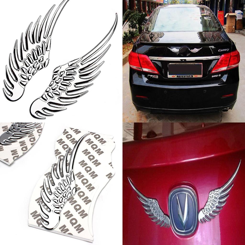 Versatile And Timeless Car Styling 3d Stainless Steel Wings Decal Stickers Set