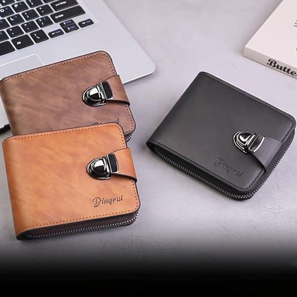 New Men's Premium Sense Short Frosted Leather Wallet Multi-Slot Coin Pocket Photo Holder Small Men's Wallet High Quality
