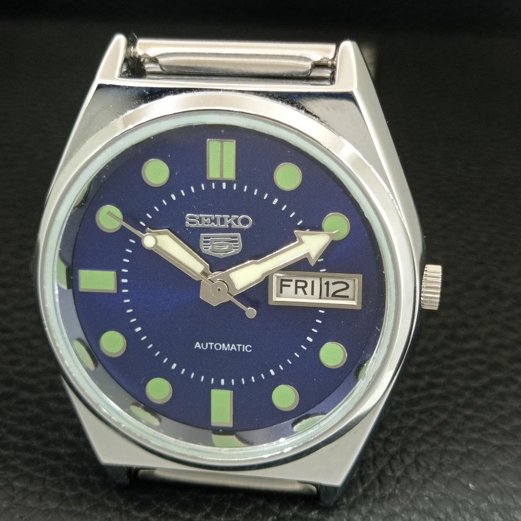 VINTAGE REFURBISHED SEIKO 5 AUTOMATIC 6309A JAPAN MENS BLUE DIAL WATCH a444445-1