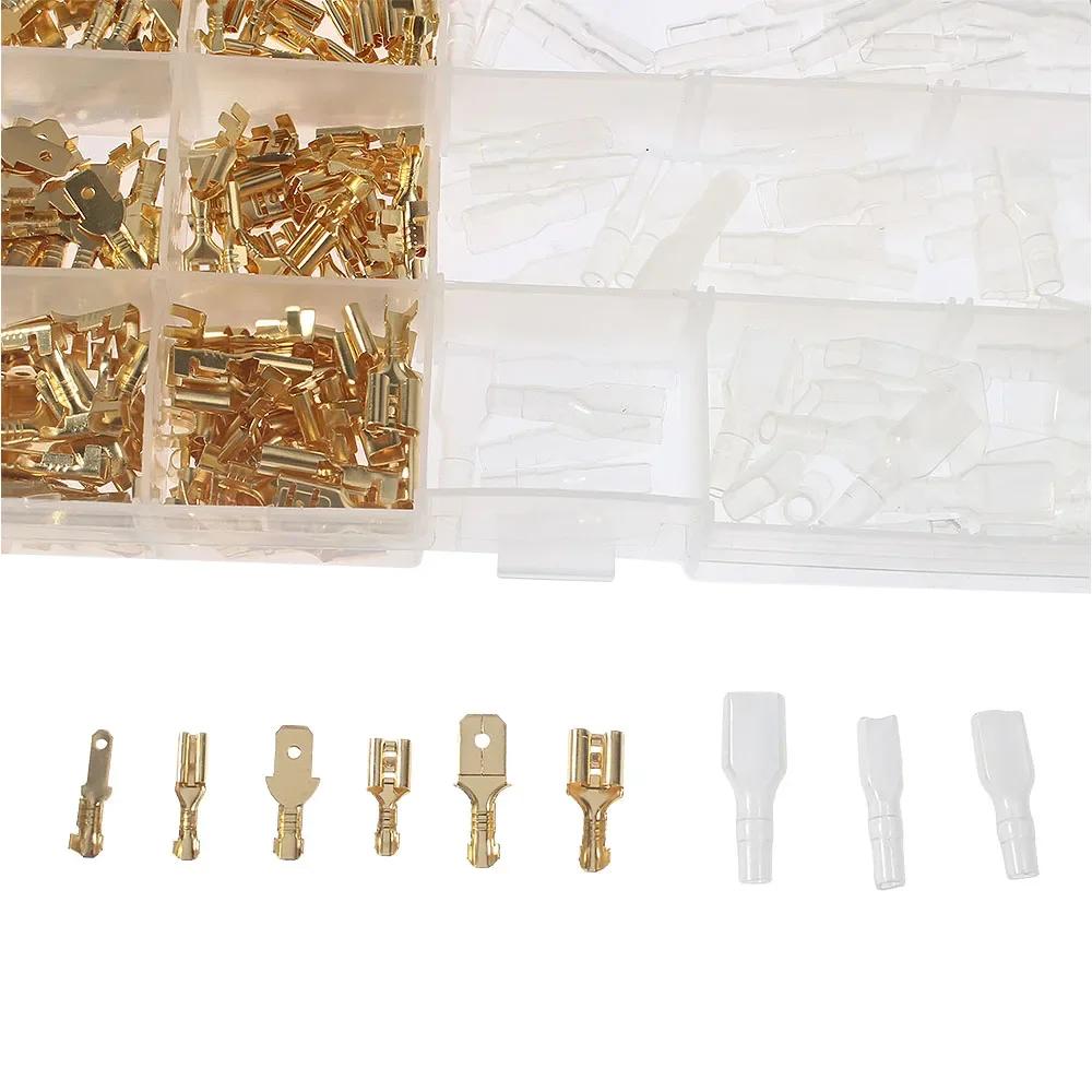 270pcs 2.8mm 4.8mm 6.3mm Crimping Terminal Connector Cold-pressed Spring Insert Plate Male and Female Terminal Connectors Kit