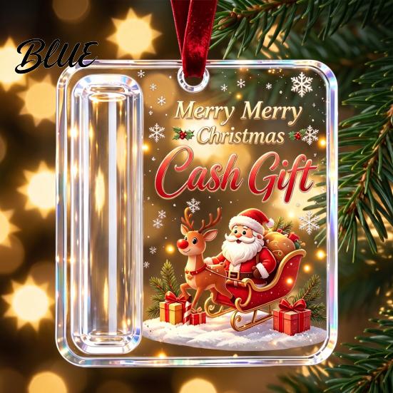 Acrylic Cash Surprise Pendant Christmas Money Holder Ornament Gift Hanging Decor with for Friends Festive Pattern Tree Giving Holiday Keepsake