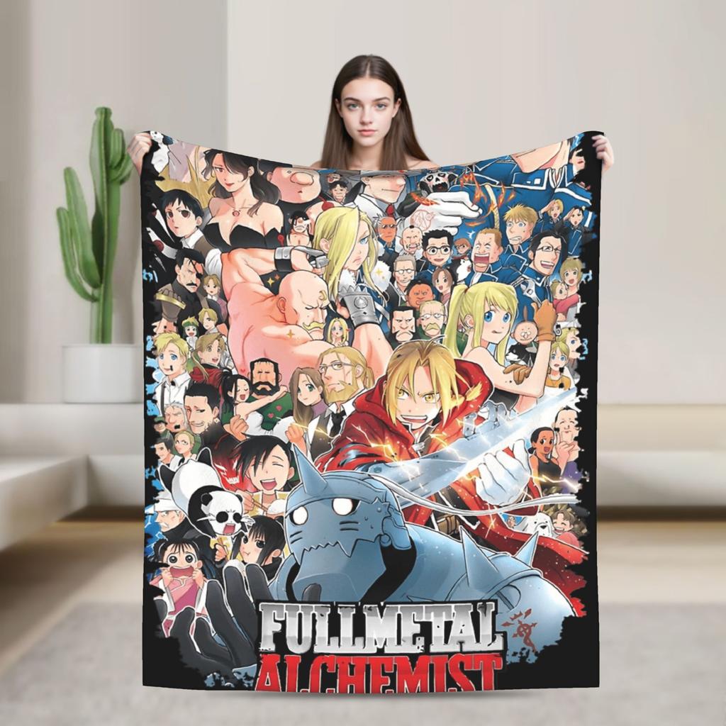 Fullmetal Alchemist  Super Soft Blankets  Girls Boys Plush Bedding Throws Pattern Couch Chair Flannel Bedspread Sofa Bed Cover