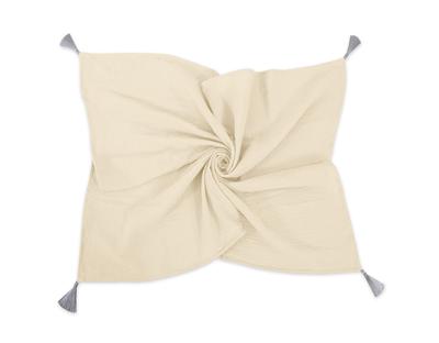 Musselin Babydecke mit Quasten - Creme