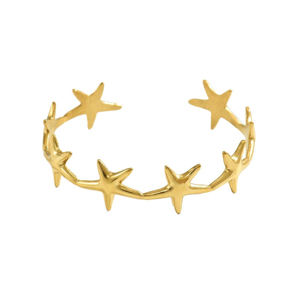 Wind Lady Explosionsarmband, geometrisches Pentagramm Metall 18k Galvanik Design offenes Armband vielseitig