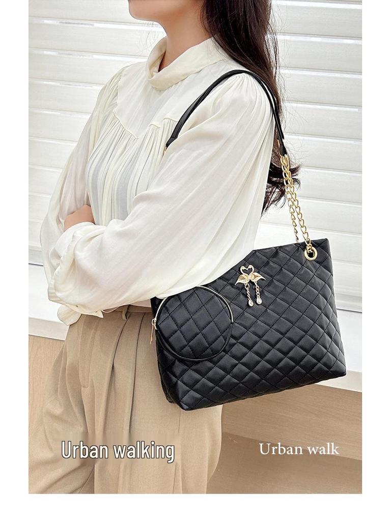 2024 Large Capacity Mummy Bag Set: Women's Two-Piece Shoulder Bag with Diamond Print Pattern