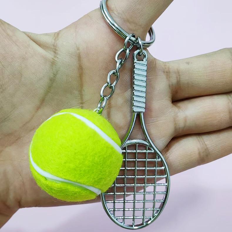 Creative Tennis Racket Keychain Pendant - Sports Gift & Backpack Accessory