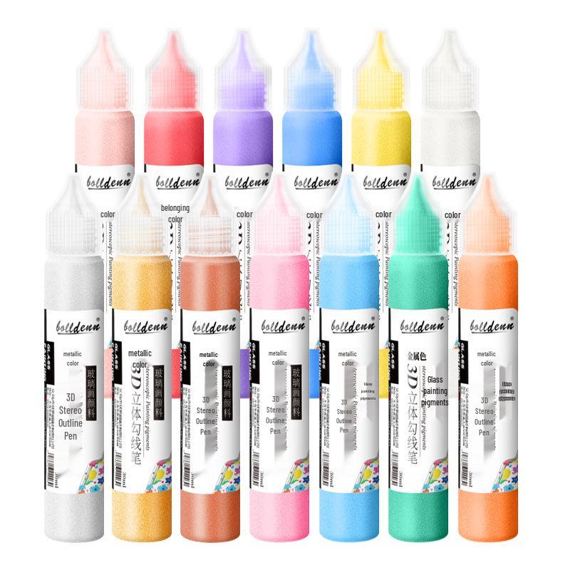 30ml Gold 3D Glass Paint Pen - Waterproof, No-Bake Acrylic for DIY.