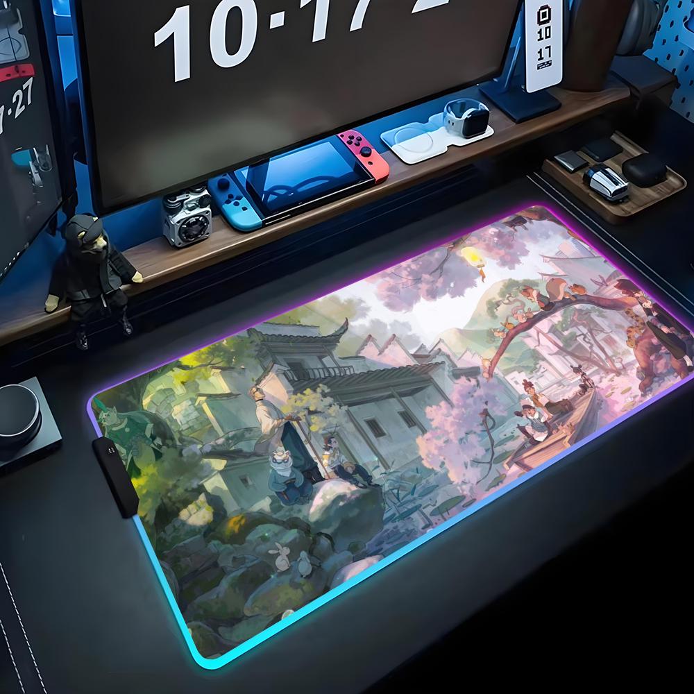 

legend luoxiaohei Mouse Pad RGB Gaming Mousepad Big LED Pad PC Desk Mat Luminous Mouse Pad Large Keyboard Mats Table Rug With RGB600x300x3mm
