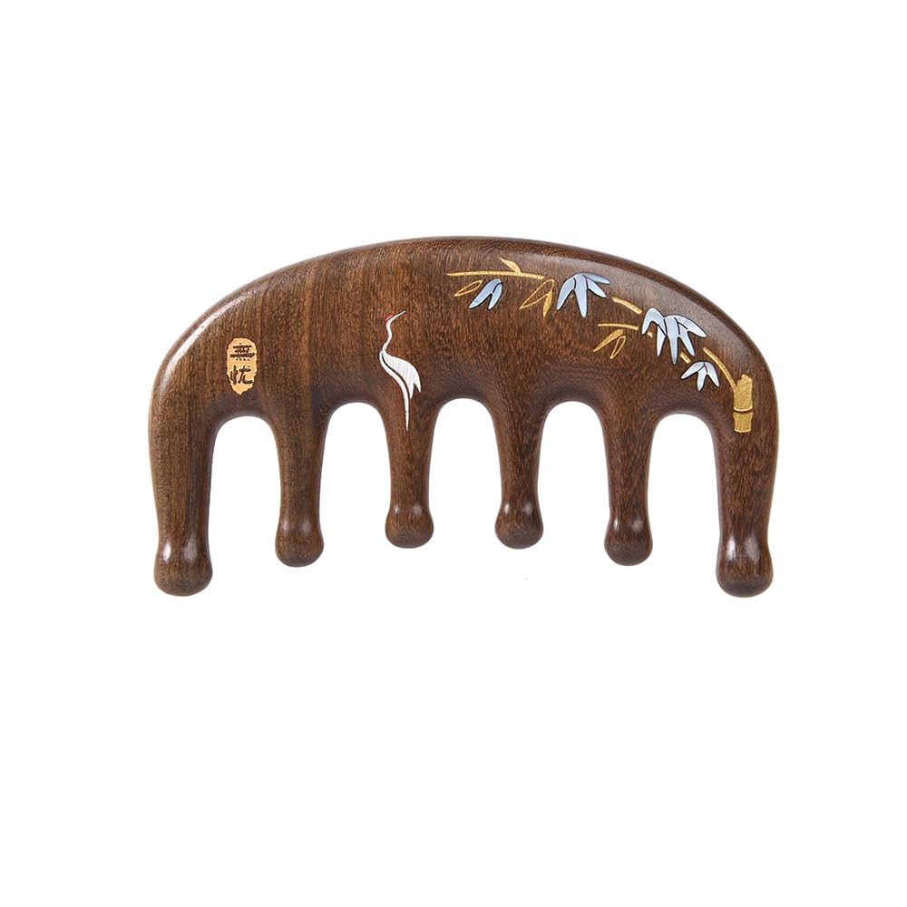 TAN MUJIANG Palm Comb South American Rosewood Taketsuru Design Compact Massage Comb "Wuyou" Anti-static
