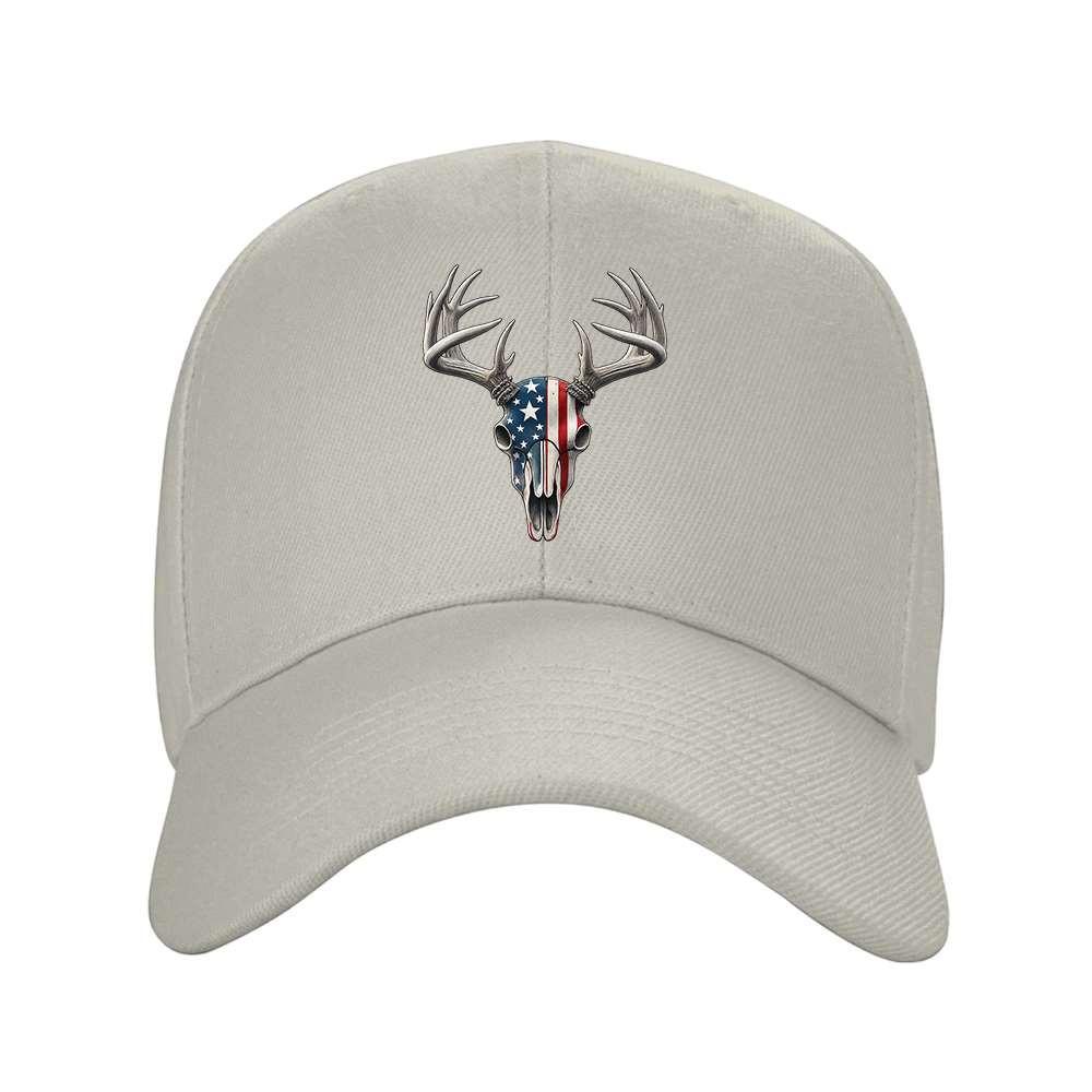Hirschschädel Amerikanische Flagge Baseballkappe Verstellbar Unisex Outdoor Reise Modehut